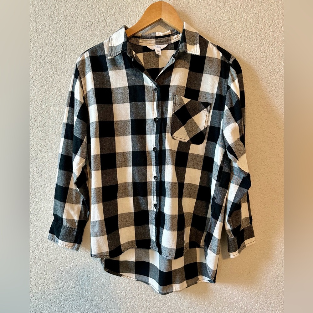 Time and Tru Women’s Long Sleeve Plaid Flannel Shirt - Size S (4-6)